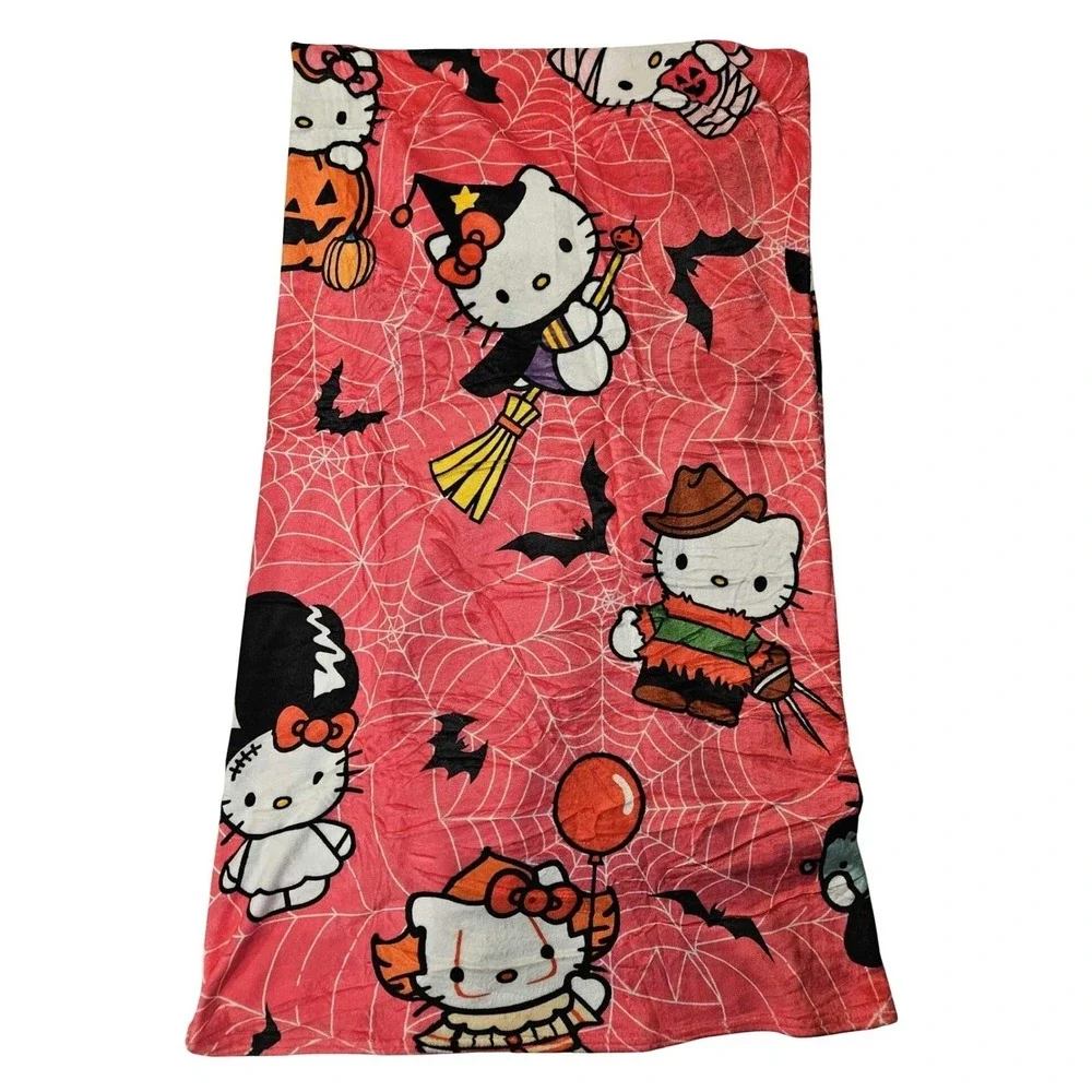 Hello Kitty Halloween Pink Blanket Throw Bat‎ Sanrio Spooky Cute 60x80 inches